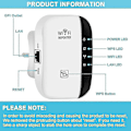 Miniatyrbilde 2 av 4: 2023 Nyeste Wifi-forsterker, Wifi-utvider, Wifi-repeater, dekker opptil 3650 kvadratfot og 45 enheter, Internett-forsterker - Med Ethernet-port, rask oppsett, Ho