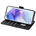 Miniatyrbillede 4 af 5: Læder Wallet Case med RFID-blokering og stativfunktion samt håndrem til Samsung Galaxy A26 5G - Grøn[D] Multicolor Black