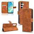 Miniatyrbillede 5 af 5: Læderetui til Samsung Galaxy A16 5G med hudfølelse, anti-drop, pungfunktion - Grøn Multicolor Brown
