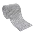 Bandrulle Glittrande Bröllopsdekoration 24 Rader 10 Yards Silverfärgad Plast Diamant Rhinestone Mesh[D]