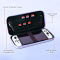 Miniatyrbilde 4 av 5: Søt Switch Bæreveske For Nintendo Switch Oled, Kawaii Hard Shell Bærbar Reiseveske Med 12 Spillkortplasser (Rosa Drøm Party)