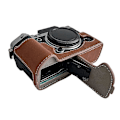 Miniatyrbild 2 av 4: Kamerabottenfodral i buffelstruktur för Fujifilm X-T5 med flanellfoder, halvkroppsskydd