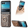 Miniatyrbilde 1 av 5: Pengesekk for Motorola Razr 50 Ultra, PU-lær støtsikker beskyttende etui med kortholder & metallringholder