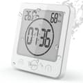 Badrumsklocka, vattentät duschklocka med touchkontroll, LCD, termometer, hygrometer, timer, vit Blanc 0.5 kg