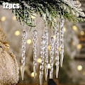Miniatyrbilde 1 av 5: 12 stk Juletrær Icicle Hengende Ornament Xmas Hjem Fest Dekor Rekvisitter