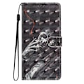 Miniatyrbillede 5 af 5: Samsung Galaxy A25 5G Etui i PU Læder med 3D Mønster Flip Wallet Telefon Cover Smoking Skeleton