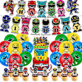 Pikkukuva 1 / 4: Power Rangers -teemajuhlatarvikkeet syntymäpäiväkoristeluun, sisältää syntymäpäiväbannerit, kakun koristeet, ilmapallot ja cupcake-koristeet