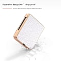 Miniatyrbilde 4 av 5: Etui til Motorola Razr 50 5G med galvanisering, farget glitterdesign, PU+TPU beskyttende etui Gardenia White