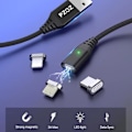 Pikkukuva 3 / 4: USB 2.0 - iPhone Lightning Magneettinen Latauskaapeli 2 Metriä Punottu Nylon Latauskaapeli Datakaapeli Musta