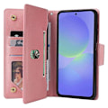 Pikkukuva 3 / 5: Samsung Galaxy A36 5G -kotelo vetoketjullinen lompakko nahkainen jalusta puhelinkotelo niittikoriste - vihreä[D] Multicolor Rose Gold