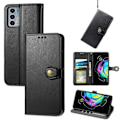 Miniatyrbillede 1 af 4: Ensfarvet Læder Spænde Telefon Cover Til Motorola Edge 20[D] Black