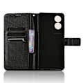 Miniatyrbillede 4 af 5: Til TCL 505 T509K T5094 Etui - Diamantmønstret PU-læder med Kortlommer og Stativ Black