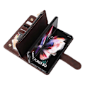 Miniatyrbilde 4 av 5: Etui for Samsung Galaxy Z FOLD 3 5G Lær Magnetisk Håndveske Glidelås Lomme Deksel Håndleddsreim Kompatibel med Samsung Galaxy Z FOLD 3 5G Etui