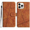 Miniatyrbillede 1 af 5: Syet Læder Telefonetui Til iPhone 16 Pro Max Brown