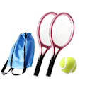 Miniatyrbilde 1 av 5: Mini Tennis Racket og Ballsett Håndverk Kake Topper 1:12 Miniatyr Tennissett Blå Pink 9x4cm