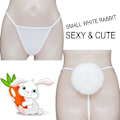 Miniatyrbild 2 av 5: Kaise Sexiga stringtrosor för kvinnor Söt kaninsvans G-string Pälsboll Bikini T-rygg Cosplay Underkläder Party Kostymgåva[D] White
