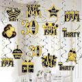 Miniatyrbillede 1 af 5: 30 års fødselsdagspynt Glad 30 års fødselsdag Banner 30 års jubilæum Guld Glitter Fødselsdagspynt
