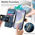 Miniatyrbillede 3 af 5: Til Samsung Galaxy A36 5G Etui Wallet Retro Læder Telefon Cover med Håndledsrem Støtteben[D] Multicolor Blue