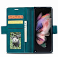 Miniatyrbild 2 av 5: FORWENW Stötskyddande PU-läder Stativ Flip-telefonfodral för Samsung Galaxy Z Fold 4 Cyan