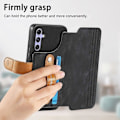 Miniatyrbillede 5 af 5: Til Samsung Galaxy A36 5G Etui Wallet Retro Læder Telefon Cover med Håndledsrem Støtteben[D] Multicolor Black