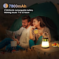 Miniatyrbild 2 av 5: Solcellscampinglampa 7800mah Uppladdningsbar LED-Lykta 1500 Lumen 8 Ljusstyrkor Med RGB Och Ficklampa För Nödbelysning Fiske