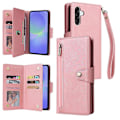 Pikkukuva 1 / 5: Samsung Galaxy A36 5G -kotelo vetoketjullinen lompakko nahkainen jalusta puhelinkotelo niittikoriste - vihreä[D] Multicolor Rose Gold