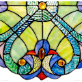 Miniatyrbild 3 av 3: 10 tum hög solfångare i målat glas, fönsterpanel blå gul röd[D]