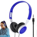 Trådbundet Over-Ear Datorheadset med Brusreducerande Kuddar, Vikbar Design för PC och Surfplatta, Mörkblå[D]