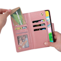 Miniatyrbillede 4 af 5: Etui til Samsung Galaxy A41 Magnetisk Læder Lynlås Pengepung Cover Kort Holder Kompatibel med Samsung Galaxy A41 Etui Pink