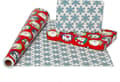 Vändbart julklappspapper jumborulle - Tomte och snöflinga design, 16,3 kvm täckning 2025[D]