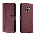 Miniatyrbillede 1 af 5: Læder Magnetisk Lukning Etui med Flip Wallet Støttefunktion Cover til [D] Red Samsung Galaxy A6 2018