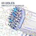 Miniatyrbild 3 av 5: Bubbelmaskin Utomhus, 69 Hål Bubbelpistol För Bröllop, Födelsedagspresent, Badbubbelmaskin Sommarleksak, Elektriska Led-Ljus Bubbelpistoler För Barn