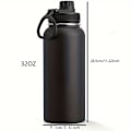 Miniatyrbilde 3 av 5: 1 stk 950 ml/32 oz Isolerende Vannflaske i Rustfritt Stål, Lekkasjesikker Dobbelvegget Vakuumvannflaske, Perfekt for Sport, Utendørsaktiviteter