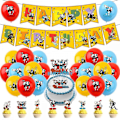 Pikkukuva 1 / 4: Cuphead-teemaiset juhlakoristeet sisältävät Hyvää syntymäpäivää -bannerin, lateksipallot, kakunkoristeen [D]