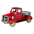 Pikkukuva 1 / 5: Retrotyylinen aurinkovoimalla toimiva lava-auto, luova kukkaruukku, käsintehty hartsikoriste LED-valolla puutarhaan [D] Red