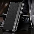 Miniatyrbillede 2 af 5: Electroplateret PU Læderetui med Stativ og Magnetisk Absorption til Oppo Find X5 Pro Black