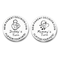 Miniatyrbillede 3 af 5: Sjovt rustfrit stål Ny Forældre Beslutningsmønt Dobbeltsidet Børne Udfordringsmønter Til Mor Far Baby Shower Første Gang Mor Far Til At Være Nyfødt[D] 2