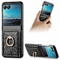 Miniatyrbild 1 av 5: Plånboksfodral för Motorola Razr 50 Ultra, PU-läder Stötsäkert Skyddande Fodral med Kortfack & Metallringhållare