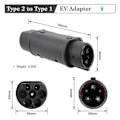 Miniatyrbild 5 av 5: SAE-adapter IEC 62196 Typ 2 till J1772 Typ 1 för laddning av elbilar