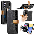 Miniatyrbillede 1 af 5: Til Samsung Galaxy A36 5G Etui Wallet Retro Læder Telefon Cover med Håndledsrem Støtteben[D] Multicolor Black