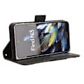 Miniatyrbild 4 av 5: Skyddande fodral i PU-läder med kortfack och stativ för Oppo Find N3 5G/OnePlus Open