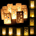 Miniatyrbilde 4 av 5: Pakke med 10 Twinkling Stars Design Lysposer Lyslyktposer Holder Bryllupsfestdekorasjon White N708