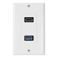 Pikkukuva 1 / 5: 1x 2-portinen HDMI+USB 3.0 -seinäpaneelin pistorasia-sovitin