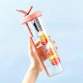 Miniatyrbillede 4 af 5: Foldbar Vandkop med Sugerør, Frugt Infuser Vandkop med Sugerør, Genanvendelige Vandflasker, Moderne Vandkop Orange[D]