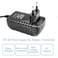 Miniatyrbild 4 av 5: AC/DC 12V 2A 24W Strömförsörjningsadapter Transformator för 5050 3528 LED-remsa Ljus EU-kontakt