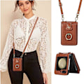 Miniatyrbillede 1 af 5: Crossbody Wallet Case til Samsung Galaxy Z Flip 6, Skulderrem Ring Stativ RFID Kreditkort Holder Læderetui Brown For Galaxy Z Flip 6