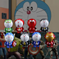 Miniatyrbild 2 av 5: 8 st Superhjältar Doraemon Modell Rostsäker Samlarobjekt Solid Cosplay Green Lantern The Flash Spider[D]