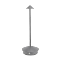Miniatyrbilde 2 av 4: Zafferano Pina Pro - Dimmerbar LED Bordlampe i Aluminium, IP54 Beskyttelse, Innendørs/Utendørs Bruk, Lading via Stikkontakt, H29cm, EU-Stikkontakt - Corten-WELLNGS Grå-A Gray