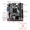 Miniatyrbild 2 av 5: Lga 1155 Moderkort för Core I7 / I5 / I3 / Pentium / Celeron Lga1155 Ddr3 M-atx Moderkort H61