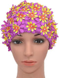 Badmössa med blommiga blad i retrostil för kvinnor [D]